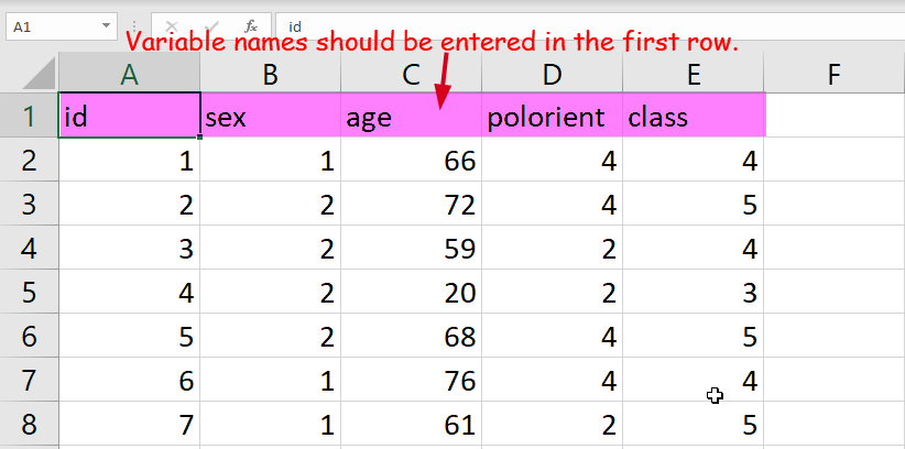 Entering Data in Excel