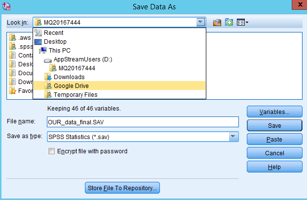 Google Drive via SPSS