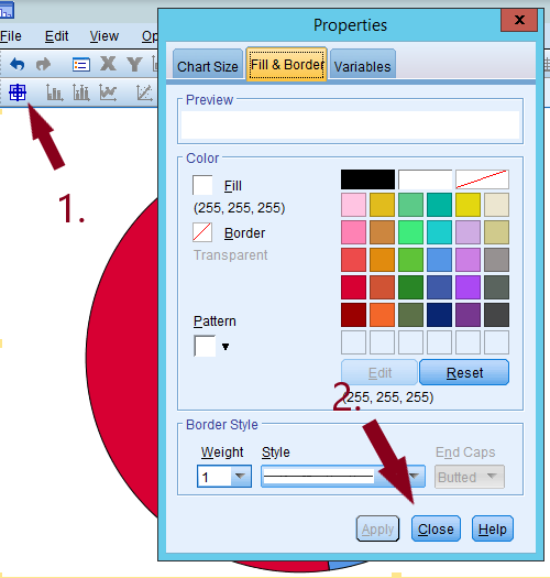 Click the icon of Data Label Mode again to turn off the data label mode and to go back to edit mode. You will see a popped-up window called properties. Close that.