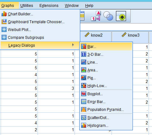 Graphs>Legacy Dialogs>Bar