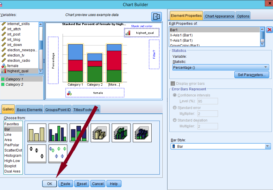 Click OK to finish with Chart Builder