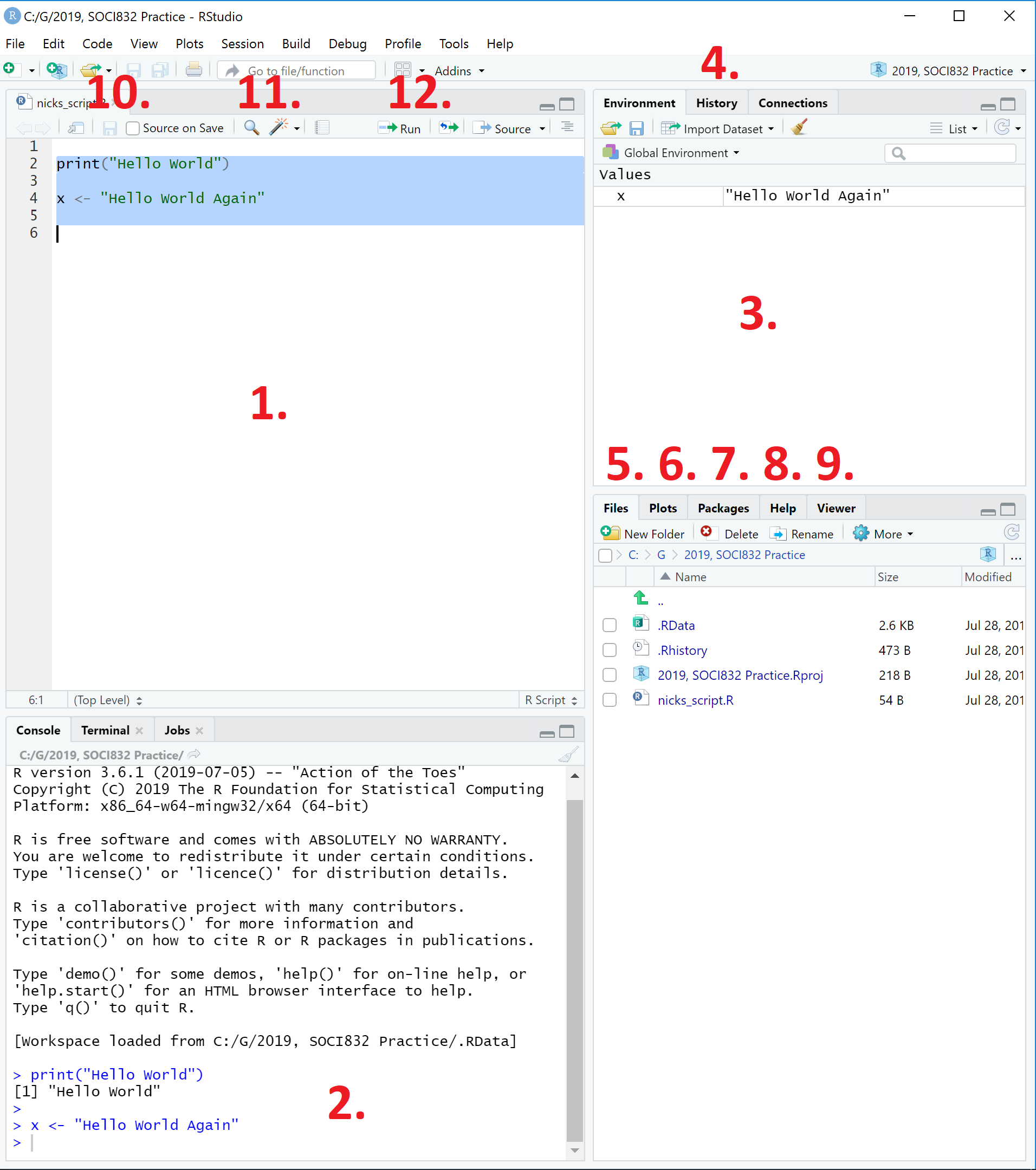 Looking around the RStudio interface.