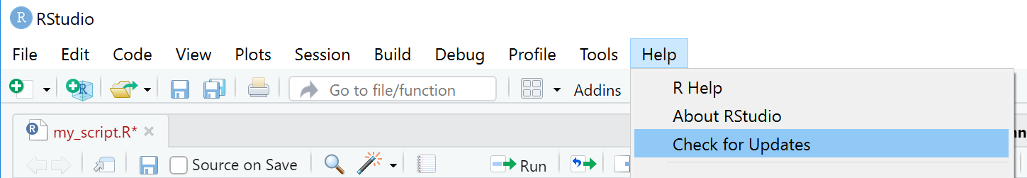 How to check your RStudio version is current.
